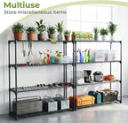 Ohuhu Plant Greenhouse Shelves 4 Tier 2 Pack Extra-Wide Stable Green House Shelving for Outdoor, 35x12x42 Inch Portable Rustproof Metal Shelf Plant Stand Rack Greenhouse Accessories