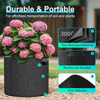 Land Guard 4-Pack Fabric Grow Bags 25 Gallon, Thickened Nonwoven Garden Pots, Growing Bags with Handles, Black
