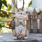 Smadeer Fox Statue for Garden Decor, Garden Statue with Solar Power Light for Outdoor Patio Porch Lawn Yard Backyard Oudside Indoor Shelf Decoration,Praying Fox Sculptures & Statues Woman