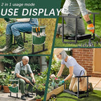 Garden Kneelers Seat, Stable and Save Anti-Tipping Design 10.2" Wider Garden Kneeler and Seat with Handle, Heavy Duty Gardening Stool for Seniors, Gardening Weeding Bench for Gardeners Parents - Black