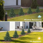 Artificial Cedar Topiary Trees with Ground Spike, 2 Pack Fake Pine Shrubs Bushes, UV Resistant Faux Evergreen Cypress Tree Plants for Indoor Outdoor Planters Front Porch