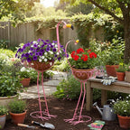 J-Fly Set of 2 Pink Flamingos Metal Potted Plants Holders with Coconut Flower Pots, Christmas Yard Flamingos Plant Stand Indoor & Outdoor, Floral Garden Christmas Decor, Flower Pots Stand Outdoor
