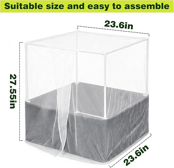 UNIFAMILY 2X2X1 FT Fabric Raised Garden Bed Kit, Breathable Raised Garden Bed with Cover, Garden Beds Outdoor with Plant Protection Mesh Netting for Vegetable, Flower, Herbs and Strawberry