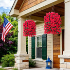 2 pcs Artificial Faux Bougainvillea Flowers Plants for Outdoor Outside Summer Decoration, Fake Silk UV Resistant Long Trailing Vines for Front Door Porch Planter Balcony