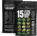 Lettuce & Salad Greens Seeds Variety Pack – Spinach, Kale, Arugula, Romaine & Iceberg Lettuce – 15 Varieties, 7300+ Non-GMO Heirloom Seeds, Indoor & Outdoor Growing