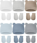 Geyoga 12 Pieces Newborn Hat Mittens Gloves Set Baby Boys Girls Cotton Baby Beanie for 0-12 Months