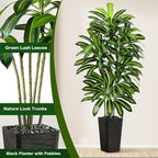 Artificial Dracaena Tree - 6FT Tall Fake Plants with Black Square Planter - Artificial Plants Indoor Floor Plant in Pot - Large Tropical Fake Yucca Potted Tree for Home Office Living Room Decor