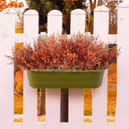 RECUTMS Fake Fall Plants for Outside Faux Lavender Flowers Fake Greenery Artificial Fall Flowers Outdoors UV Resistant Faux Autumn Plant Artificial Bushes for Bookshelf Balcony Bedroom Decor (Brown)