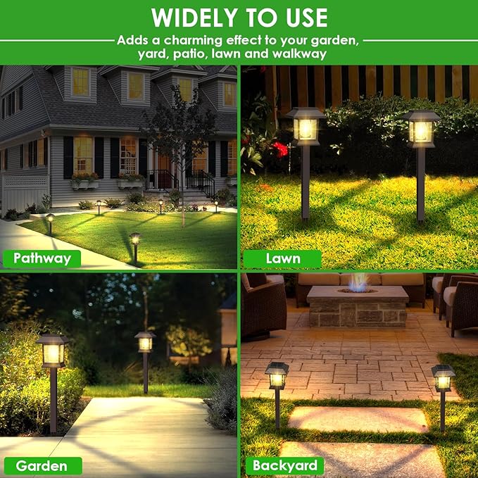 Benany Solar Outdoor Lights, 12 Pack Solar Pathway Lights Waterproof, Landscape Lighting for Path Walkway Lawn Garden Yard Outside Décor, Black