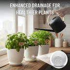 Indoor Garden Kit - Plant Pots with Drainage, Watering Can & Tools - Ideal Windowsill Planter Set - Modern Home & Kitchen Decor Gift - White