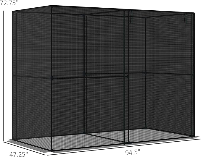 Outsunny 8' x 4' x 6' Crop Cage, Plant Protection Tent with Zippered Doors for Vegetable Garden, Backyard, Black