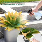 2 Pack Artificial Agave Plants 28 Inch Large Size Fake Succulent Stems Realistic UV Resistant Faux Plants for Outdoor Decorating Tropical Plant Greenery Front Porch Decor - 29 Leaves, Yellow