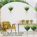 Canlierr 2 Pieces Wall Decor Hanging Planters with Artificial Plants Metal Hanging Vase Indoor Plants Holder Modern Boho Wall Art for Bathroom Bedroom Living Room Decor(Rose Gold,Aquatic Plant)