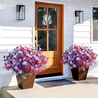 Artificial Flowers for Outdoors Fake Plants Outside Decoration, 20 Bundles Silk Petunia with Eucalyptus UV Resistant Realistic Faux Flowers for Outdoor Planters Garden Balcony Yard Porch Patio, Mix