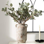 Large Flower Vase Home Decor - 12 inch Tall Ceramic Farmhouse Rustic Table Vases with Handle Living Room Decoration Decorative Modern Vintage for Floor Kitchen Shelf Coffee Dining Desk Fireplace