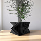 Aeon Twist Modern Planter – Black Sculptural Plant Pot for Indoor Decor Geometric Design with Drainage – Unique Home Accent for Living Room, Office, or Shelf (Black, Compact Structure: 6" x 4" WH)
