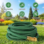 Garden Hose 50 ft NON-EXPANDABLE Water Hose, Flexible & Lightweight Kink Resistant Hybrid Hose, Leak-Proof Heavy Duty, Super Durable Fabric with 3/4" Solid Brass Connectors