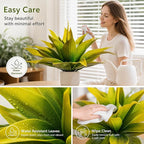 Ttranewsoo Artificial Agave Plants,Large UV Resistant Fake Agave Planters for Indoor and Outdoor Decorating Tropical Plant Succulents Greenery Indoor Decor (2Pack,22" Yellow)
