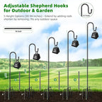 94" Heavy Duty Shepherds Hooks for Outdoor, Bird Feeder Pole with 5 Prong Base, Adjustable Height Shepherds Hook for Hummingbird Feeder, Bird Feeder, Plant, Wind Chimes,Lanterns,Wedding Decor (1 Pack)