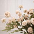 12Pcs Fake Kiku Flowers, Artificial Small Chrysanthemum Balls with Stems, Faux Silk Mini Pompon Mums for Vase Floral Arrangement DIY Bouquets Wedding Party Table Centerpieces Home Decor (No Vase)