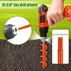 Insaga Garden Auger Drill Bit for Planting, Drill Augers for Digging Holes, Auger Post Hole Digger fits 3/8'' Hex Drive Drill, Perfect for Planting Bulbs and Potted Plants (1.6''x16''+3.5''x16'')