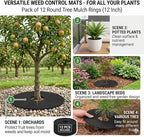 12 Pack 28 Inch Tree Mulch Rings, Non-Woven Weed Barrier Protector Circles, Round Plant Root Mat for Moisture Retention & Easy Installation