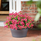 ATTGREAT Artificial Flowers Outdoor Faux Plants UV Resistant Fake Patio Flowers Plastic Greenery Plnats Outside Bulk for Spring Garden Hanging Planter Home Vase Decor, 12 Bundles (Rose Red)