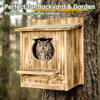 Owl House Bird House for Outside - 14.2×12×7.5 Inch Screech Owl Nesting Box, Owl-Shaped Entrance, Wooden Bird Box, Easy to Install, Ideal for Backyard Birding & Wildlife