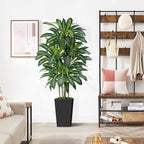 5FT Artificial Dracaena Tree - High-Density Foliage Fake Plant with Black Tall Planter - Faux Yucca Floor Plant for Home Office Decor Indoor