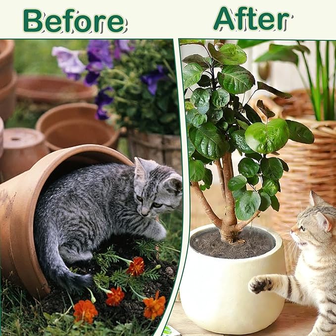 6 Pcs 11.8 Inch Plant Pot Grids, Cuttable Plant Pot Soil Covers Protectors from Animals with 30 Pcs U-Shaped Nails, Cat Dog Digging Proof Protection for Indoor Outdoor Potted Plants