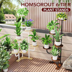 Homsorout Corner Plant Stand with Grow Light - 6 Tier Plant Stand Indoor Round Metal Plant Shelf with Adjustable Light, Plant Organizer for Living Room, Graden, Home Decor (Brown)