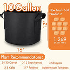 Gardzen 10-Pack 10 Gallon Grow Bags, 300G Thickened Fabric Grow Bags with Handles, Heavy Duty Aeration Plant Grow Bags