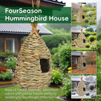 Gute Hummingbird Houses for Outside Hanging, Natural Grass Hanging Bird Hut, Hand Woven Hummingbird Nest, Large Wren Finch Bird House for Garden Window Outdoor Home Decoration, Set of 2