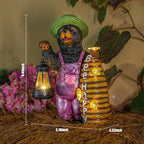 Joint Honglin Solar Adorable Bear Garden Statue with Beehive and Lantern - “Bee Happy” Resin Outdoor Decoration for Yard, Patio, or Home Decor