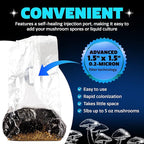 All-In-One Mushroom Grow Kit Bag | Complete Cultivation Kit with Live Cultures, Sterilized Grain Bags, Mushroom Substrate, and Injection port, Easy Grow Various Gourmet Mushroom Species