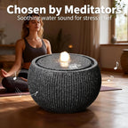 10.6" H Modern Round Outdoor Water Fountain with 3000K LED Lights, Minimalist Sphere Garden Waterfall with Soothing 55dB Sound for Patio, Deck, Porch, Backyard and Zen Indoor Decor