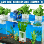 Borlech Upgraded Large Aquarium Plant Holder with Hooks and Suction Cups for Fish Tank Aquaponic Plant Cultivation and Aquascape Decorations (Semitransparent)