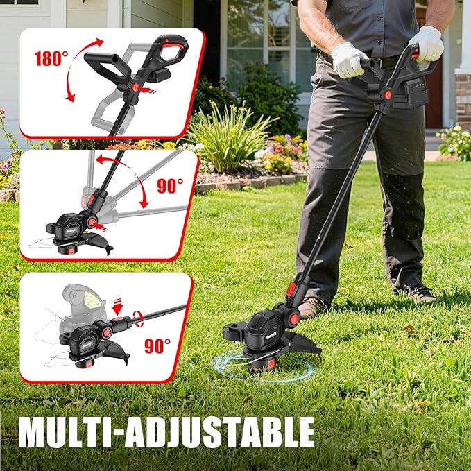 Cordless Weed Eater Compatible with Milwaukee M18 18V Battery(Tool Only), 12-Inch 3-in-1 String Trimmer with 8500RPM Upgraded Motor, Automatic Line Feed Weed Wacker for Lawn Edging and Mowing-Red