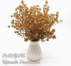 Artificial Golden Baby Breath Flowers, Plastic Fake Gypsophila Flower for Indoor Outdoor Christmas Wedding Home Party Table Arrangement Decoration DIY Planter Filler Gold Leaves Decoration - 3 Pack