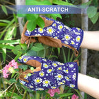 Womens Gardening Weeding Working Gloves, Leather Garden Glove for Women Thorn Proof No Stab for Digging, Planting,Pruning