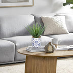 Briful Agave Plants Artificial Succulents Fake Plant in Blue Vase, 9'' Tall Realistic Faux Aloe Vera for Home Decor Indoor Centerpiece Table Kitchen
