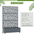 Casaphoria Metal Raised Garden Bed with Trellis and Wheels, 72"x47"x16" Planter Box for Climbing Plants, Vegetables & Vines, Features Drainage Holes and Privacy Screen, Drakgrey-Net