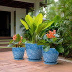 Ceramic Flower Pots - 10 Inch 8 Inch 6 Inch Plant Pots with Drainage Holes and Plant Saucers, Round Modren Planters for Indoor Outdoor, Garden Decor, Gifts for Plant Lovers, Set of 3, Blue