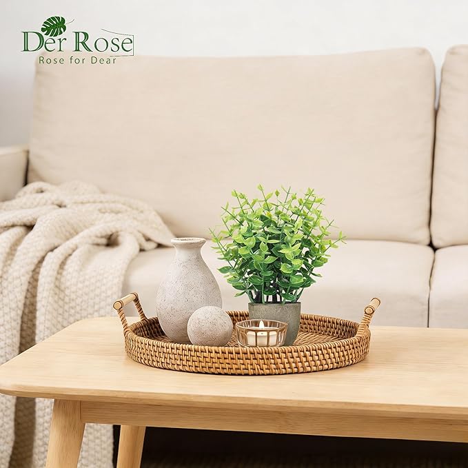 Der Rose 4 Pack Mini Artificial Plants Indoor in Pots Mixed Fake Plants Greenery Set for Bathroom Decor Shelf Counter Styling Office Desk Farmhouse Room Decor