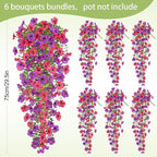 Artificial Flowers for Outdoors Spring Decor, 6 Bundles UV Resistant Realistic Faux Silk Hanging Flowers, Fake Plants for Planter Indoor Outside Garden Porch Patio Balcony Yard(Fuchsia Purple)