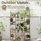 Bamworld 62.2'' Tall Plant Stand Indoor Large Plant Shelf for Multiple Plants Wood Flower Stand Outdoor Hanging Plant Rack for Living Room Garden Balcony Home Decor