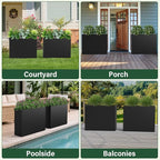 Metal Tall Planter 38" L x 12" W x 30" H, Long Rectangular Planter Box with Drainage Holes & Removable Shelf – Heavy Duty Steel Planter for Tall Plants, Flowers or Shrubs