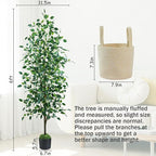 Fake Ficus Tree 6FT, Artificial Tree with Pot for Indoor Outdoor, Lifelike Faux Floor Plants with Moss Topper and Cotton Basket, Home Office Living Room Bedroom Doorway Hallway Decor