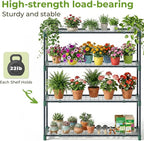 Ohuhu Plant Greenhouse Shelves 4 Tier 2 Pack Extra-Wide Stable Green House Shelving for Outdoor, 35x12x42 Inch Portable Rustproof Metal Shelf Plant Stand Rack Greenhouse Accessories