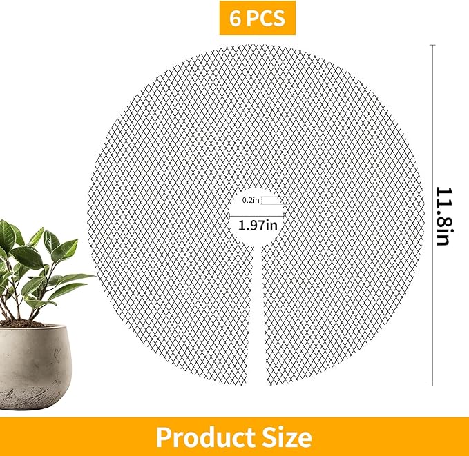 6 Pcs 11.8 Inch Plant Pot Grids-Pot Soil Cover from Cats, Indoor Plant Protector from Animals, Cuttable Flower Pots Cover to Keep Dogs Out